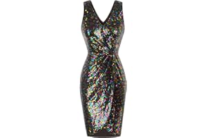 Grace Karin Damska obcisła sukienka z cekinami, dekolt w serek, bez rękawów, owijana, na kolację, sukienka na imprezę taneczną