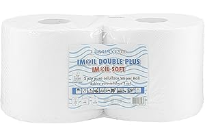 IMBALLAGGI 2000 - Towel Rolls with Spool 23H cm and 25.5 cm Ø cm, 2 x 1600 Square Tears - Embossed Kitchen Paper for Home and Industrial Use, Paper Rolls Valid as Food Paper Cloth