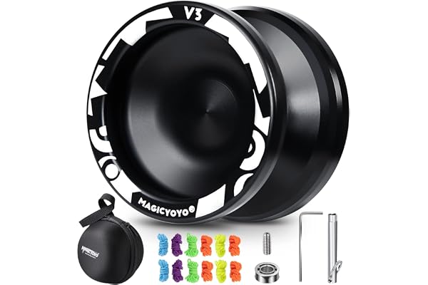 Responsif Yoyo V3, Professionnel Yoyo for Enfant Debutant and Progressistes, Dual Purpose Yoyo with Remplacements Unresponsif Yoyo Palier+ 12 Cordes Yoyo+ Outil de suppression + Sac à Yo-yo(Noir)