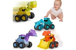 AIVIAI Press and Go Jouets de voiture à friction Push Go 18-36 mois Ensemble de voiture de construction dinosaure pour tout-petits de 2 à 6 ans Garçons Filles Enfants Dino Racing Cadeau d'anniversaire