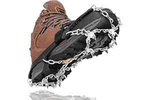 Raki do butów górskich z 26 zębami ze stali nierdzewnej, VANPO antypoślizgowe pazury do butów, kolce lodowe, łańcuchy śniegowe, kółka, kolce do wspinaczki, wspinaczki górskiej, trekkingu, na zimę, śnieg, lody (L)