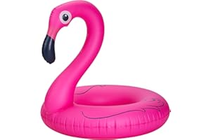 Bramble - Large Bright Pink Flamingo Ring Float 116x96cm, Pool Toy Rubber Ring For Swimming Pool Outdoor Party Adults or Kids