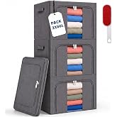 RICHXEL Storage Boxes Clothes 66L Pack 3 (198L) 50x40x13 cm Rigid Window | Metal frame: they stack without deformation. Trans