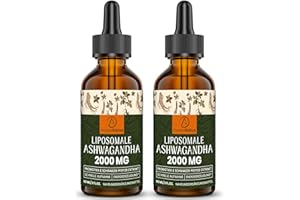 ‎AUREASALUS Liposomale Ashwagandha-Tropfen 2000 mg, hochwirksamer natürlicher Ashwagandha-Wurzelextrakt, mit schwarzem Pfeffer und Probiotika, vegan, 60 ml (60 ml (2er Pack))