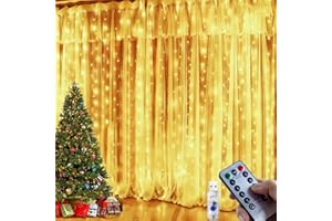 FZIFZI Cortina Luces Navidad Interior, 300LED Cortina de Luces Navidad Exterior USB, 8 Modos 10 Brightness Con Control Remoto Luz navidad Cortinas Led Ventana para Fiestas, Dormitorio, JardíN, Interior