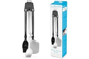 Dreamfarm Set of BBQ Grill Tools | Stainless Steel Cooking Utensils | BBQ Brizzle, BBQ Clongs, BBQ Chopula with Magnetic Set Holder | Stainless Steel