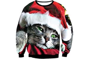 N \ A 3D Pull Moche Noel Rigolo Femme Pull Père Noël Renne Homme Drole Pull de Noel Femmes Ugly Christmas Jumper Pull de Noel Cerf Moches Pullover Moche Sweat Shirt Noel Sweatshirt Couple Grande Taille