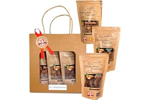 LES PRALINES À L'ANCIENNE Pralines à l’Ancienne-Coffret Cadeau Pralines «Les Championnes»-Chouchous Friandises Artisanales -3 Sachets cadeau- saveurs:Cacahuète, Amande/Coco, Amande/Piment doux&Fleur de sel de Camargue