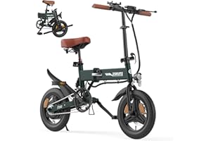 ESKUTE F200 Electric Folding Bike, 14" Electric Commuter Bicycle 36V 7.8Ah Battery, Range 30 Miles, Mini Folding Ebike with Phone Holder & USB Port, LCD Display, Foldable Ebike for Teens/Adults