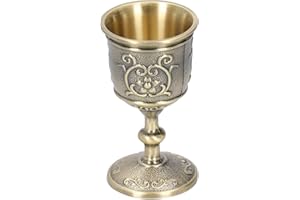 Hapivida Calice de Gobelet Vintage, Tasse à Vin en Bronze Gaufré Mini Verres à Vin Coupe en Cuivre Royale MéDiéVale EuropéEnne Vin pour Boire du Whisky Vodka Vin Liqueur (S)