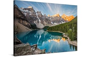 PICANOVA – Photo sur Toile Lac de Montagne Moraine 60x40cm – Impression sur Toile Haut de Gamme – Image sur Toile pour Décoration Murale Moderne – La Collection Montagnes