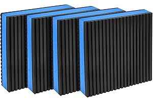 Akamino 4 Pcs Rubber Anti Vibration Pads, 4 x 4 x 7/8 Inch Heavy Duty Vibration Isolation Mats with EVA Center, Sound Isolation Ribbed Rubber Mats for Air Compressos, Conditioner, Treadmill, HVAC Wash