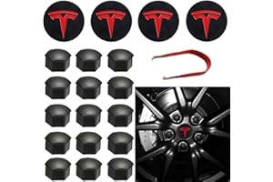 topfit para Tesla Kit de Tapa de Rueda Juego de Tapa de Cubo Central Cubierta de Tuerca de orejeta de Rueda Logotipo Central Emblema Modificación Cubierta de Cubo para Model Y Model 3 Model S Model X