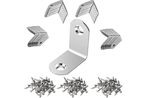 NAHUAA 40 Piezas Escuadras Metalicas 30x30x16 mm Escuadras Para Madera en Forma de L Angulos Metalicos de Acero Inoxidable con 80 Tornillos, Plata