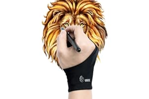 Ugee 2 Guantes de Dibujante Gráfico Diestro Zurdo, Guantes de Dibujo Antifouling, Guantes de Dibujo de Dos Dedos, Negro, Talla M