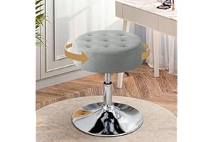 ‎CKAFF Ckaff Schminkhocker, Barhocker Schminktisch Hocker Höhenverstellbar Drehbar, Breiter Bürohocker aus Samt Rund Badhocker Arbeitshocker Küchenhocker für Schlafzimmer Wohnzimmer Bar, Hellgrau
