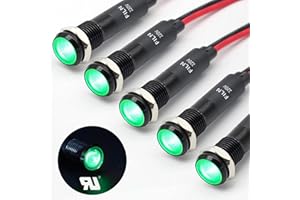 ‎FILN FILN 5 stücke 8mm (5/16 ") 220V LED kontrollleuchte wasserdichte pilot signallampe Meldeleuchte metalltafelleuchten(220V-Schwarz eloxiert,Grün-5stück)