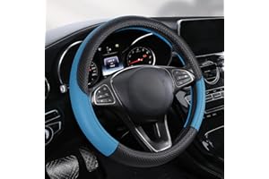 WANGIRL Lenkradbezug Auto Leder, Universal Größe Lenkradhülle 37-38cm, rutschfest und Atmungsaktiv (Blau)