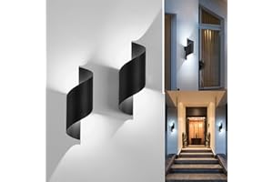 KUKAK LED Applique Murale intérieur/Extérieur,10W 6000K Blanc Froid Lampe,Up Down Luminaire Murale,Éclairage Etanche IP65,Spirale Métal pour Bar,Chambre à Coucher 2PC
