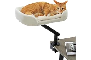 PAWZ Road Katzenbett für Schreibtisch mit interaktivem Plüschball, Katzenkorb, 360° drehbar Katzenbettständer, Katzen Hängematte für Kratzen, Katzenbett, unterstützt bis zu 22.5kg