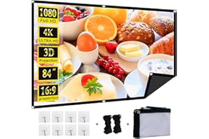 Foldable 84-inch Projector Screen,XINLEMY 4k 16:9 Anti-Crease Portable Washable Projector Backing Black Absorbs Light Movies Screens for Home Theater Backyard Indoor and Outdoor Camping