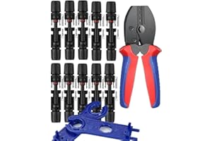 HUBATTERIK Crimpzange Solar Crimpzange Set für 2.5/4/6mm² Solarpanel PV Kabel, 1x PV Crimpzange 10 Paar Solarkabel Stecker+10 Paar Männlich/Weiblich Solar Stecker+2xSolar Steckverbinder Schraubenschlüssel