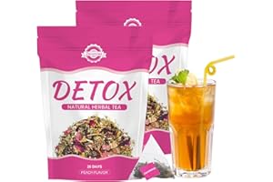 ZAVONIRAE Detox Tea - 56 Days Herbal Tea | Natural Wellness Tea with Green Tea & Dandelion | Gentle Cleanse & Metabolism & Healthy Weight Support | Vegan, Caffeine-Free, Peach Flavour