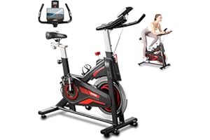 Phiwos Exercise Bike, Indoor Cycling Bike for Home Gym Use with LCD Display, Ipad Holder & Comfortable Seat Cushion Bike Fitness for Home Training Cardio Workout