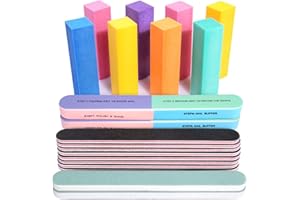 FANDAMEI Nail Files and Buffers, 100/180 400/4000 Grit Professional Manicure Tools Kit Rectangular Art Care Buffer Block Tools, 7 Ways Buffer Block for Trim, Polish and Shine Nail, 20Pcs/Pack