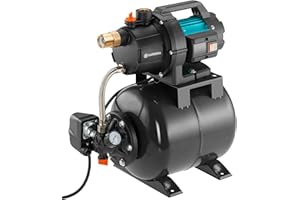 Gardena Hauswasserwerk 3700/4: Pumpe zur Hauswasserversorgung mit 19l Tank, EPDM Membrane und Messing Gewindeeinsätzen, Fördermenge 3.700 l/h, 800 W Motor (09023-20)