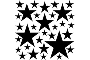 PREMYO Set 32 Adesivi Murali Bambini Stelle - Wall Stickers Muro Cameretta - Decorazione Parete Camera da Letto Nero