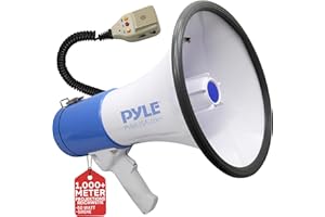 Pyle Megaphon mit Sirene, Signalhorn– Siren Megaphone– Megafon mit Aufnahmefunktion & Aufladbare Batterie, Handsirene als Polizei Sirene, Fußball Hupe Tröten zum Anfeuern, Megafon Kinder & Erwachsene