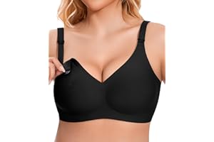 QooNoo Still BH Ohne Bügel Schwangerschafts BH Damen Stillen BHS Große Brüste Baumwolle Schlaf Still-BHS für Damen