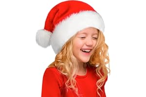 TLarder Santa Hat Christmas Hats Adults: Luxury Xmas Holiday Hat for Adults Unisex Velvet Father Christmas Hat - Santa Hats for Adults Plush Santa Claus Hat for New Year Festive Party Gifts