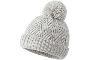 GWAWG Czapka z pomponem z satynową podszewką, damska zimowa czapka z pomponem, gruba i ciepła czapka zimowa, gruba i ciepła czapka zimowa, gruba czapka z dzianiny kablowej, gruba luźna dzianinowa