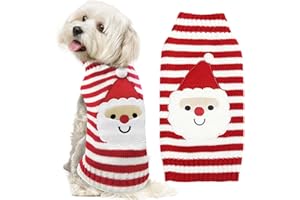 ABRRLO Dog Christmas Jumper Outfits Striped Santa Claus Ugly Xmas Pet Sweater Puppy Cat Holiday Costume New Year Clothes Gift for Small Medium Large Dogs (Santa Claus,M)