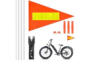 KAIYAYA Fahrradfahne für Kinder,21.5 X 28 cm Fahne Fahrradanhänger Sicherheitswimpel Fahrrad Wimpel Fahrradwimpel Verstellbare Roller Fahrrad Wimpel Street Buddy Fahne,Warnschild
