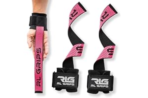 RLG RL GRIPS RL Grips - Straps de Gimnasio con Muñequera para Levantamiento de Pesas y Powerlifting – Correas de Levantamiento Acolchadas para Entrenamiento de Espalda