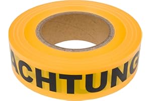 PROLAC BESCHRIFTUNGEN PROlac Trassenwarnband – Warnband Erdkabel mit Aufdruck „ACHTUNG KABEL“ – Robustes Trassierband, Markierungsband für Bau & Tiefbau – Gut sichtbares & widerstandsfähiges (Gelb, 40mm x 75 Meter)