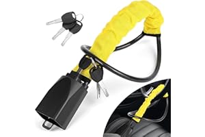 EKSZDGU Steering Wheel Lock, Car Steering Wheel Locks, Heavy Duty Universal Steering Wheel to Seat Belt Lock, Double Car Anti Theft Device, Fits Most Vehicles, 3 Keys, Yellow