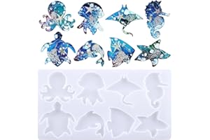 KAKOLOPT Silicone Sea Animal Resin Mold Wall Hanging Mould Octopus Jellyfish Mobula Turtle Dolphin Shaped Mould Epoxy Casting Molds for Wall Décor Room Garden,3D DIY Making Handmade Home