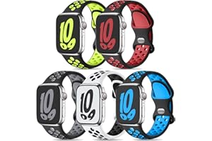 Dirrelo 5 Pack Correas 44mm 45mm 42mm 49mm, Deportiva Suave Transpirable Silicona Pulsera para iWatch/Apple Watch Series 9/8/7/SE/Ultra 2/6/5/4/3/2/1, Colore Scuro A
