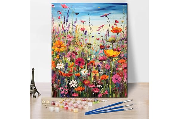 Gör-det-själv måla efter siffror vuxna blommor, oljemålning målning med penslar
