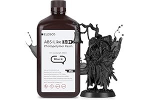 ELEGOO ABS-Like Resin 3.0 Plus, 3D Printer Resin 405nm Rapid UV-Curing Photopolymer Resin, High Precision for LCD 3D Printer, Black, 2 kg
