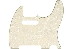 Musiclily 8 Otworów Pickguard Tele Płyta Maskownica do Gitary Fender USA/Mexican Standard Telecaster typ Nowoczesnym, 4-warstwowy Parchment Pearl