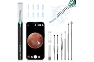 LMECHN Otoscopio, pulisci orecchie, 1920P 3,5mm Impermeabile Endoscopio, con 6 Luci LED,pulitore orecchie per iPhone, iPad e Android, Nero