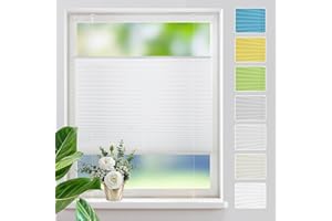 ‎MUPFUP Plissee ohne Bohren Plissees Klemmfix,weiß 85x100cm Easyfix Plisseeroll Rollo für Fenster Einfache Montage Sichtschutz und Sonnenschutz