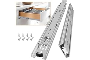 AOLISHENG Drawer Runners Drawer Slides 400mm 45kg Load Capacity Heavy Duty Draw Sliders Full Extension Ball Bearing Kitchen Cabinet Draw Runners Replacement Rails Side Mount, Silver 1 Pair