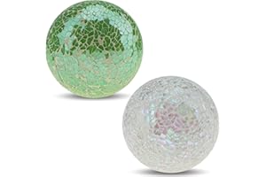Yatinkim Mosaic Balls Decorative 8.5cm Glass Ball Decor Orbs Table Sphere 2pcs for Party Living Room Centerpiece Bowls Vases Tray Green White