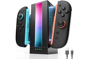 JSAUX EnergyFlow Charging Dock for Nintendo Switch 2 JoyCon Controllers, 4-in-1 RGB Magnetic Charger Station LED Indicator, for Switch 2 JoyCon Accessories with 1.5M USB C Cable